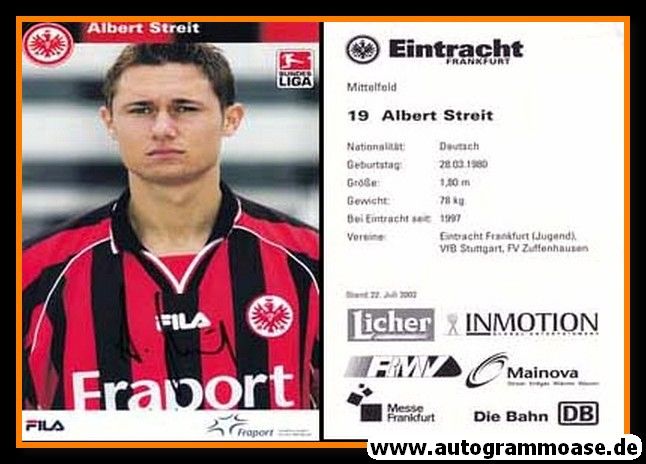 Autogramm Fussball | Eintracht Frankfurt | 2002 | Albert STREIT