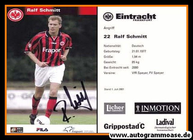Autogramm Fussball | Eintracht Frankfurt | 2001 | Ralf SCHMITT