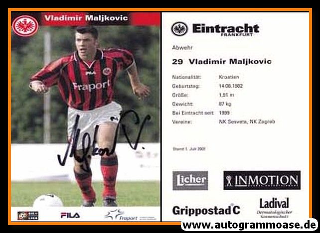 Autogramm Fussball | Eintracht Frankfurt | 2001 | Vladimir MALJKOVIC