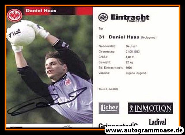 Autogramm Fussball | Eintracht Frankfurt | 2001 | Daniel HAAS