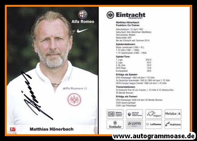 Autogramm Fussball | Eintracht Frankfurt | 2014 | Matthias HÖNERBACH