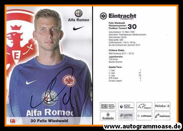 Autogramm Fussball | Eintracht Frankfurt | 2014 | Felix WIEDWALD