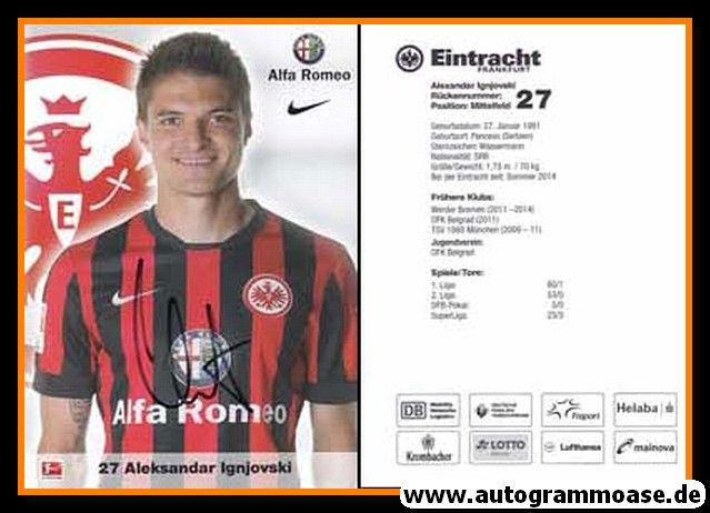 Autogramm Fussball | Eintracht Frankfurt | 2014 | Aleksandar IGNJOVSKI