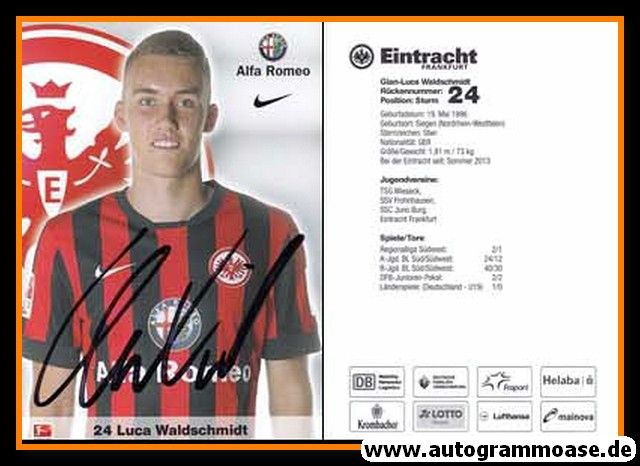 Autogramm Fussball | Eintracht Frankfurt | 2014 | Luca WALDSCHMIDT