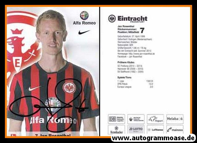 Autogramm Fussball | Eintracht Frankfurt | 2014 | Jan ROSENTHAL
