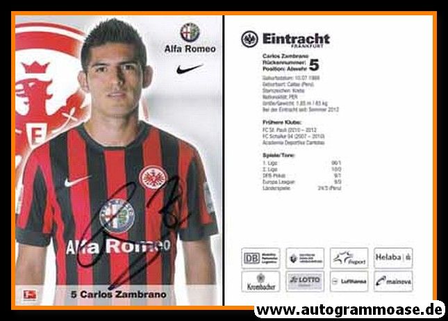Autogramm Fussball | Eintracht Frankfurt | 2014 | Carlos ZAMBRANO