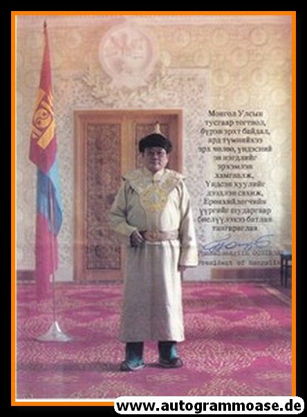 Autogramm Politik | Mongolei | Punsalmaagiin ORCHIBAT | Präsident 1990-1997 | 1990er (Portrait Color)