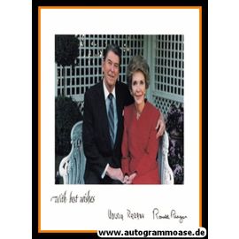 Autogramm Politik | USA | Nancy + Ronald REAGAN | Präsident 1981-1989 | 1990er Druck (Portrait Color)