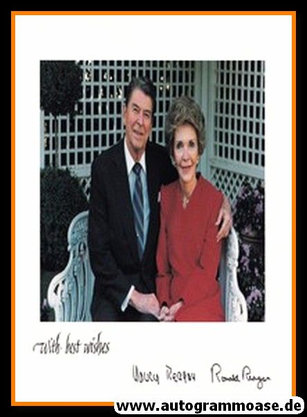 Autogramm Politik | USA | Nancy + Ronald REAGAN | Präsident 1981-1989 | 1990er Druck (Portrait Color)