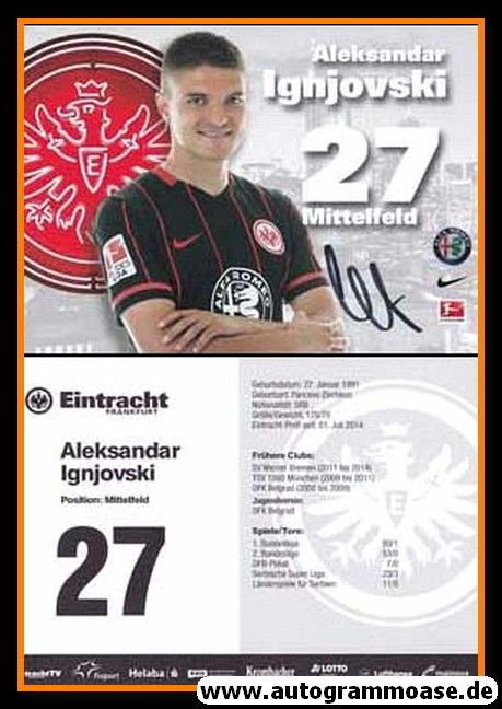 Autogramm Fussball | Eintracht Frankfurt | 2015 | Aleksandar IGNJOVSKI