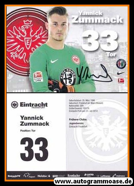 Autogramm Fussball | Eintracht Frankfurt | 2015 | Yannick ZUMMACK