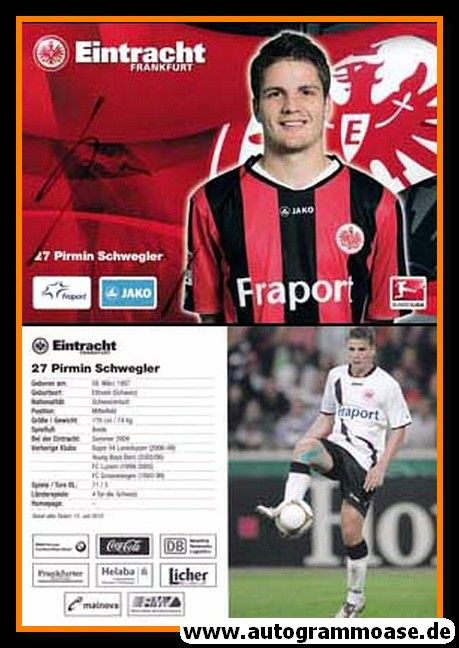 Autogramm Fussball | Eintracht Frankfurt | 2010 | Pirmin SCHWEGLER