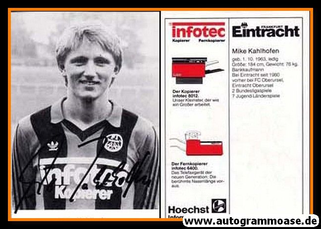 Autogramm Fussball | Eintracht Frankfurt | 1983 | Mike KAHLHOFEN