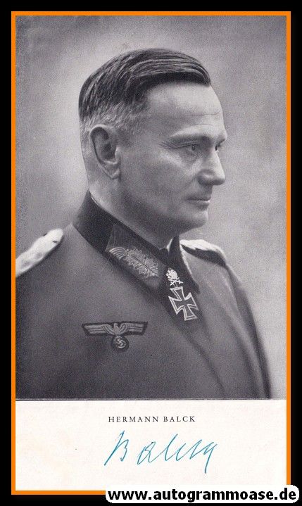 Autogramm Militär | Hermann BALCK | 1940er (Portrait SW) Panzergeneral
