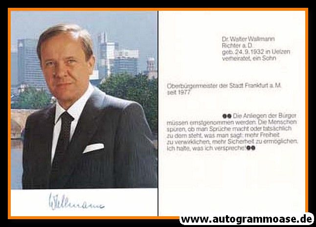 Autogramm Politik | CDU | Walter WALLMANN | 1980er (Portrait Color) OB Frankfurt