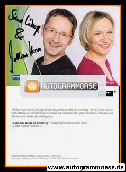 Autogramme Radio | MDR1 Thüringen | Matthias HAASE + Sina WAAGE | 2010er "Der Vormittag Mit Haase & Waage"