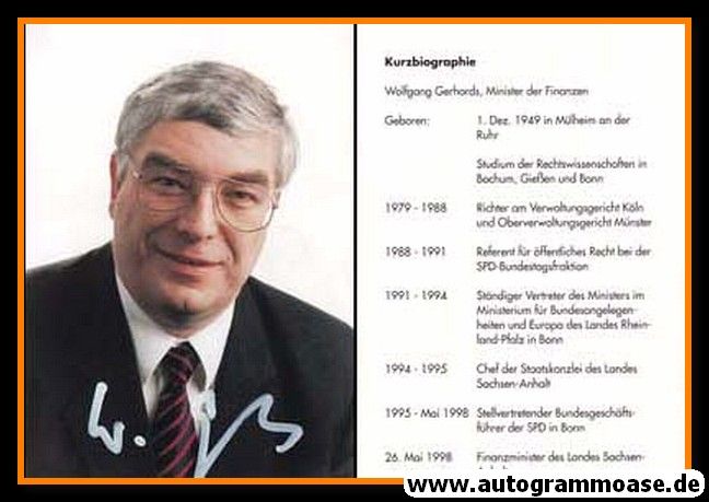 Autogramm Politik | SPD | Wolfgang GERHARDS | 1990er (Portrait Color) Lebenslauf