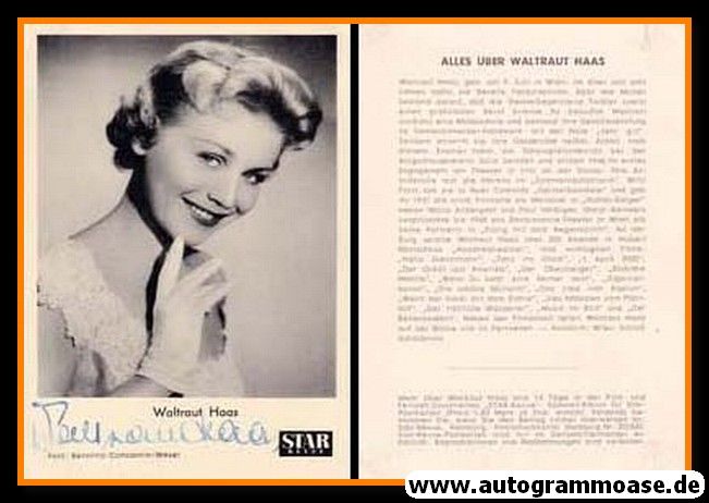 Autogramm Schauspieler | Waltraut HAAS | 1950er (Portrait SW) Star-Revue