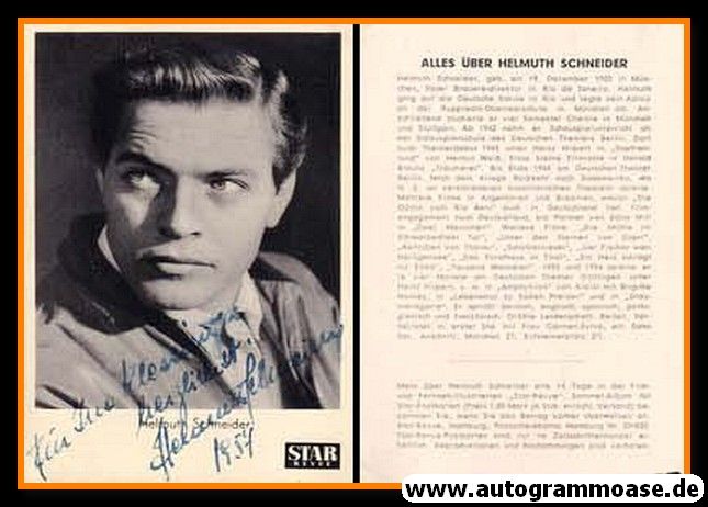 Autogramm Schauspieler | Helmuth SCHNEIDER | 1950er (Portrait SW) Star-Revue