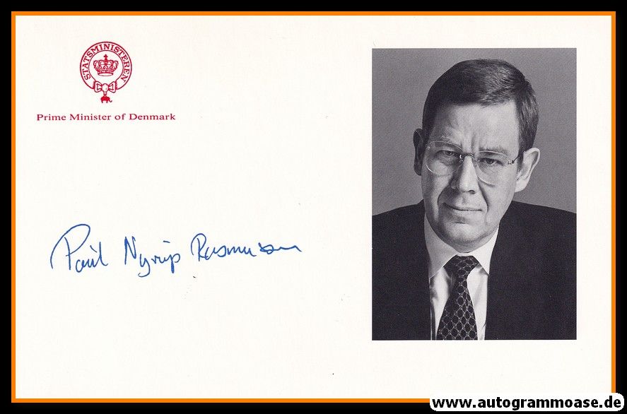 Autogramm Politik | Dänemark | Poul Nyrup RASMUSSEN | Präsident 1993-2001 | 1990er (Portrait SW)