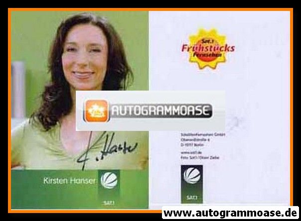 Autogramm TV | SAT1 | Kirsten HANSER | 2000er "SAT1 Frühstücksfernsehen" (Ziebe)