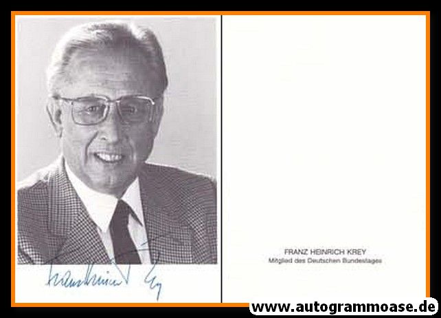 Autogramm Politik | CDU | Franz Heinrich KREY | 1990er (Portrait SW)