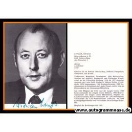 Autogramm Politik | CDU | Christian LENZER | 1970er (Portrait SW) Lebenslauf