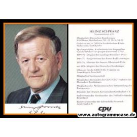 Autogramm Politik | CDU | Heinz SCHWARZ | 1990er (Portrait Color) Lebenslauf