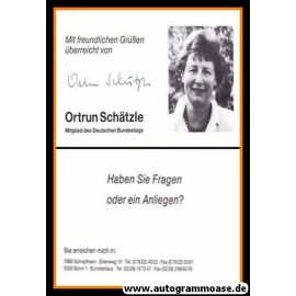 Autogramm Politik | CDU | Ortrun SCHÄTZLE | 1980er (Portrait SW) Klappkarte