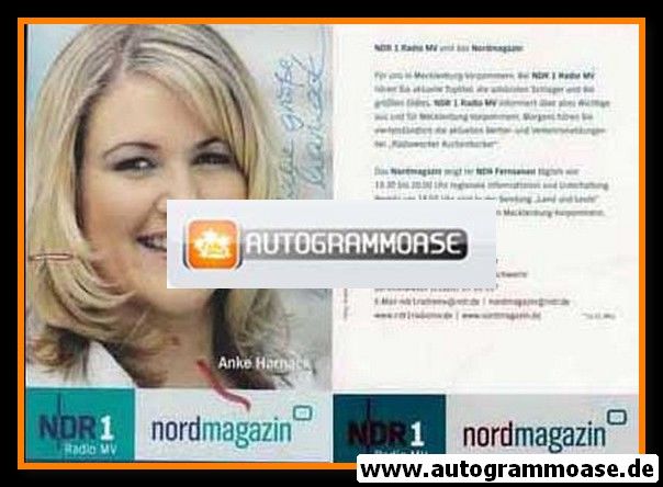 Autogramm Radio | NDR1 MV | Anke HARNACK | 2000er "Nordmagazin" (Garreis)