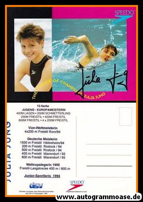 Autogramm Schwimmen | Julia JUNG | 1990er (Collage Color) Speedo