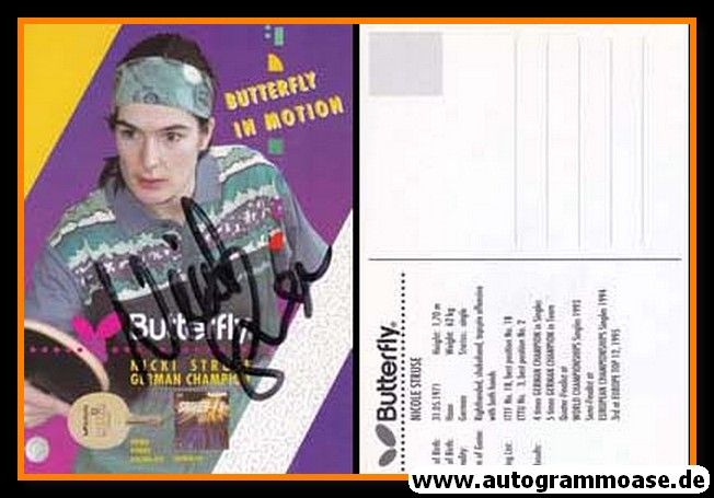 Autogramm Tischtennis | Nicole STRUSE | 1990er (Spielszene Color) Butterfly 1