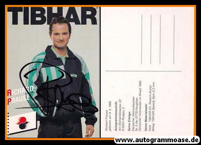 Autogramm Tischtennis | Richard PRAUSE | 1990er (Portrait Color) Tibhar