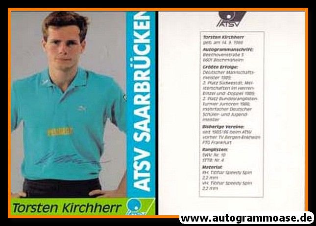 Autogramm Tischtennis | Torsten KIRCHHERR | 1990er (ATSV Saarbrücken)