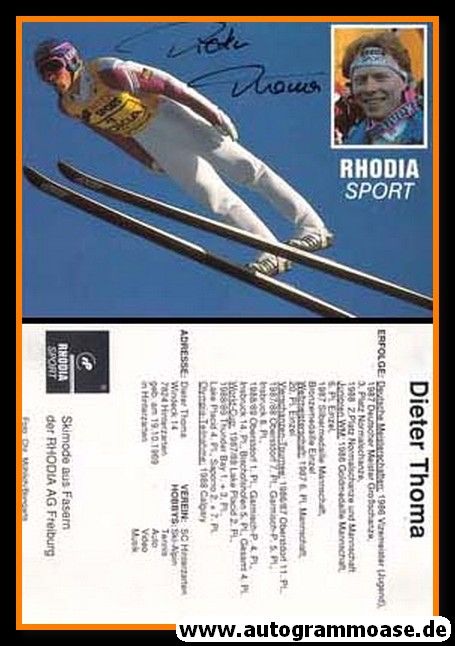 Autogramm Skispringen | Dieter THOMA | 1980er (Collage Rhodia) OS-Gold