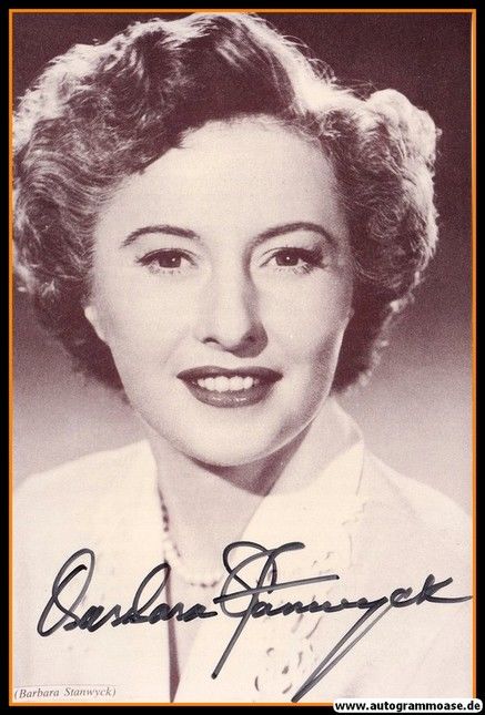 Autogramm Film (USA) | Barbara STANWYCK | 1950er Foto (Portrait SW)