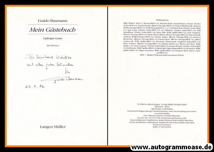 Autogramm Journalismus | Guido BAUMANN | 1986 (Mein Gästebuch)