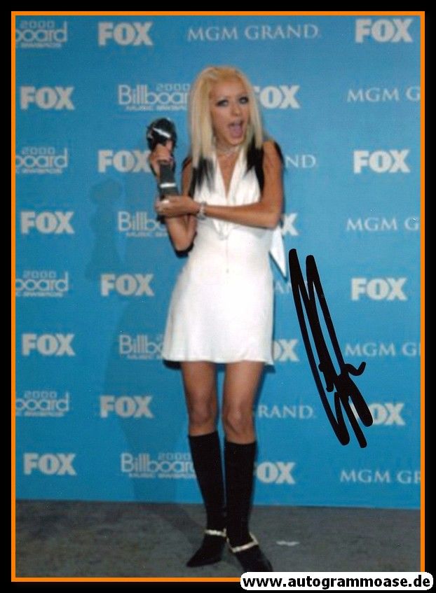 Autogramm Pop (USA) | Christina AGUILERA | 2000 Foto (Portrait Color Billboard) XL
