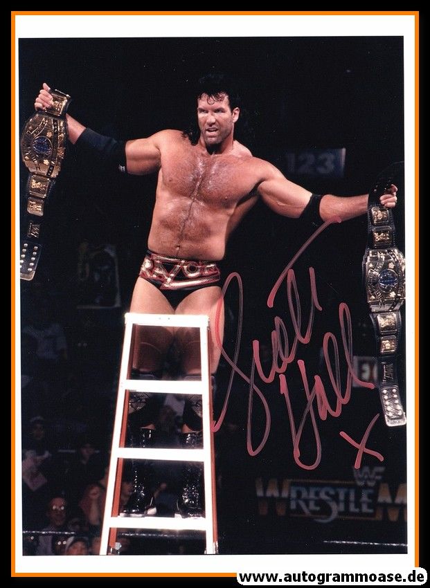 Autogramm Wrestling | SCOTT HALL | 1990er Foto (Siegszene Color) XL