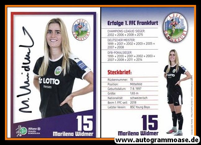 Autogramm Fussball (D) | 1. FFC Frankfurt | 2018 | Marilena WIDMER