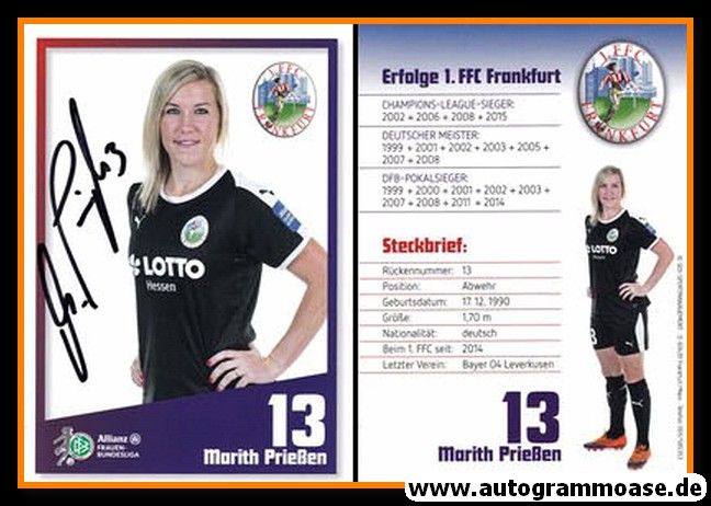Autogramm Fussball (D) | 1. FFC Frankfurt | 2018 | Marith PRIESSEN