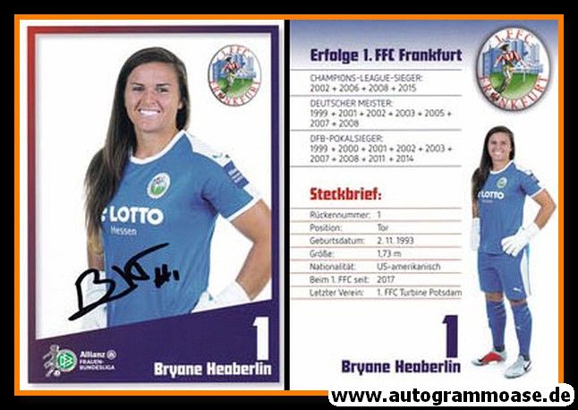 Autogramm Fussball (D) | 1. FFC Frankfurt | 2018 | Bryane HEABERLIN