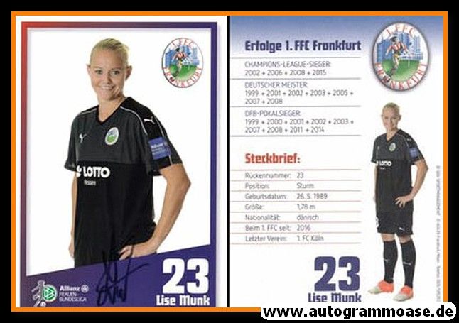 Autogramm Fussball (D) | 1. FFC Frankfurt | 2016 | Lise MUNK