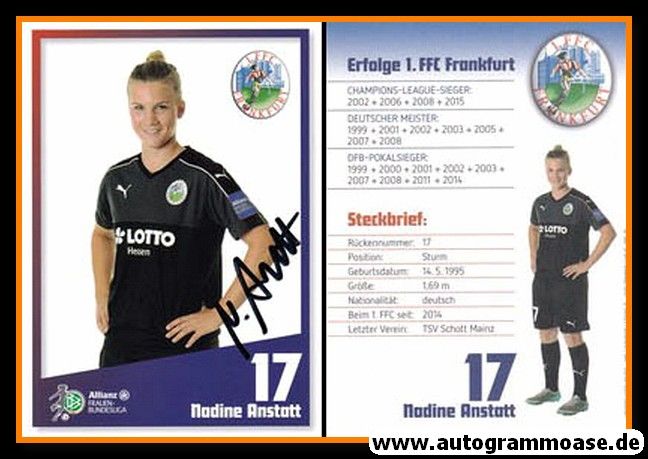 Autogramm Fussball (D) | 1. FFC Frankfurt | 2016 | Nadine ANSTATT