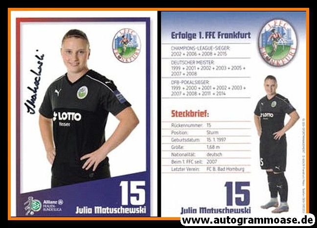 Autogramm Fussball (D) | 1. FFC Frankfurt | 2016 | Julia MATUSCHEWSKI