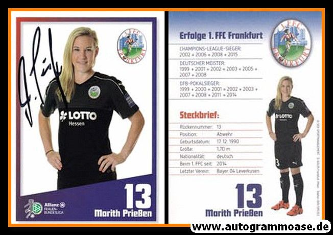 Autogramm Fussball (D) | 1. FFC Frankfurt | 2016 | Marith PRIESSEN
