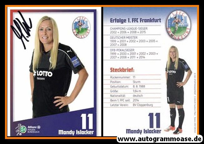 Autogramm Fussball (D) | 1. FFC Frankfurt | 2016 | Mandy ISLACKER