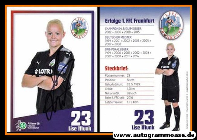Autogramm Fussball (D) | 1. FFC Frankfurt | 2017 | Lise MUNK