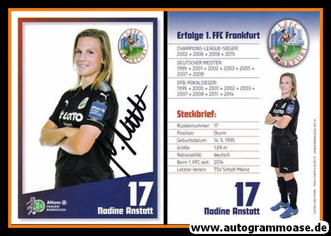 Autogramm Fussball (D) | 1. FFC Frankfurt | 2017 | Nadine ANSTATT