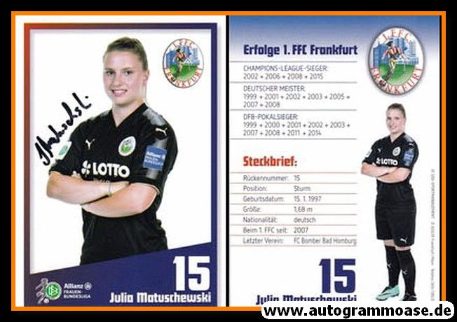 Autogramm Fussball (D) | 1. FFC Frankfurt | 2017 | Julia MATUSCHEWSKI